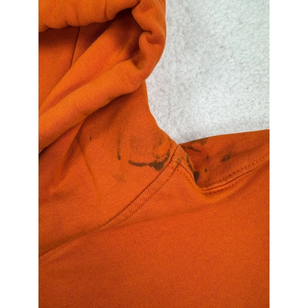 The North Face Hoodie Mens XL Orange Pullover Sweatshirt Logo Graphic Fleece